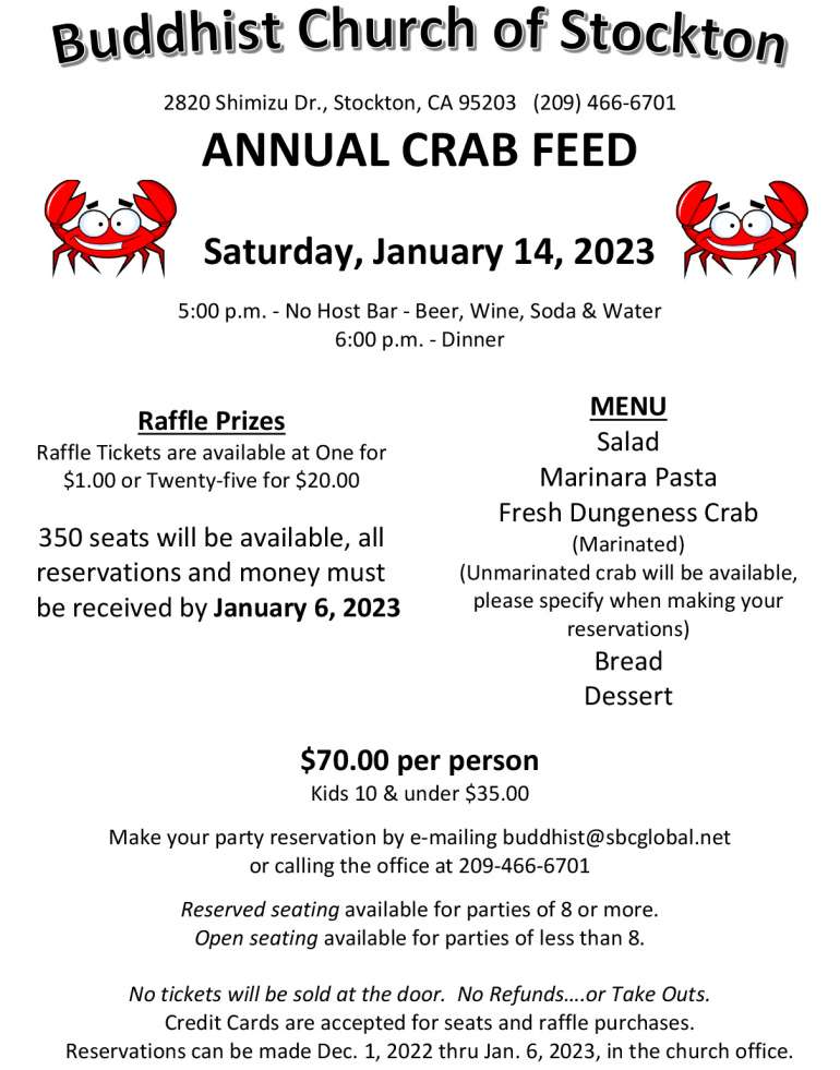 2023 Crab Feed – Buddhist Church of Stockton